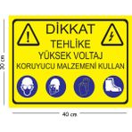 Mayeka Metal Dikkat Tehlike Yüksek Voltaj Koruyucu Malzemeni Kullan 30X40 cm A3 Uyarı Iş Güvenliği Levhası - 30 x 40 cm