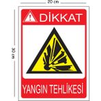 Mayeka Metal Dikkat Yangın Tehlikesi 2 20X30 cm A4 Uyarı Iş Güvenliği Levhası - 20 x 30 cm