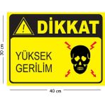 Mayeka Metal Dikkat Yüksek Gerilim 2 30X40 cm A3 Uyarı Iş Güvenliği Levhası - 30 x 40 cm