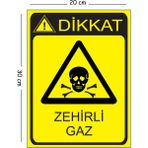 Mayeka Metal Dikkat Zehirli Gaz 20X30 cm A4 Uyarı Iş Güvenliği Levhası - 20 x 30 cm