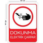 Mayeka Metal Dokunma Elektrik Çarpar 30X40 cm A3 Uyarı Iş Güvenliği Levhası