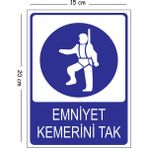 Mayeka Metal Emniyet Kemerini Tak 15X20 cm Uyarı Iş Güvenliği Levhası - 15 x 20 cm