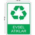Mayeka Metal Evsel Atıklar 20X30 cm A4 Uyarı Iş Güvenliği Levhası - 20 x 30 cm