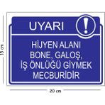 Mayeka Metal Hijyen Alanı Bone Galoş Iş Önlüğü Giymek Mecburidir 15X20 cm Uyarı Iş Güvenliği Levhası - 15 x 20 cm