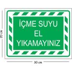 Mayeka Metal Içme Suyu El Yıkamayınız 20X30 cm A4 Uyarı Iş Güvenliği Levhası - 20 x 30 cm