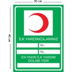 Mayeka Metal Ilk Yardımcılarınız En Yakın Ilk Yardım Dolabı Yeri 30X40 cm A3 Uyarı Iş Güvenliği Levhası - 30 x 40 cm