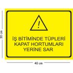 Mayeka Metal Iş Bitiminde Tüpleri Kapat Hortumları Yerine Sar 30X40 cm A3 Uyarı Iş Güvenliği Levhası