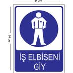 Mayeka Metal Iş Elbiseni Giy 15X20 cm Uyarı Iş Güvenliği Levhası - 15 x 20 cm