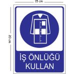 Mayeka Metal Iş Önlüğü Kullan 15X20 cm Uyarı Iş Güvenliği Levhası - 15 x 20 cm