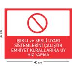 Mayeka Metal Işıklı ve Sesli Uyarı Sistemlerini Çalıştır Emniyet 30X40 cm A3 Uyarı Iş Güvenliği Levhası