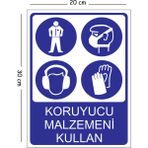 Mayeka Metal Koruyucu Malzemeni Kullan 20X30 cm A4 Uyarı Iş Güvenliği Levhası - 20 x 30 cm