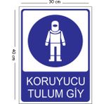 Mayeka Metal Koyurucu Tulum Giy 30X40 cm A3 Uyarı Iş Güvenliği Levhası - 30 x 40 cm