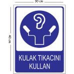 Mayeka Metal Kulak Tıkacını Kullan 30X40 cm A3 Uyarı Iş Güvenliği Levhası - 30 x 40 cm