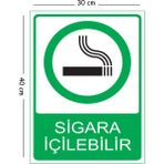 Mayeka Metal Sigara Içilebilir 30X40 cm A3 Uyarı Iş Güvenliği Levhası - 30 x 40 cm