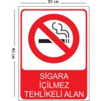 Mayeka Metal Sigara Içilmez Tehlikeli Alan 30X40 cm A3 Uyarı Iş Güvenliği Levhası - 30 x 40 cm