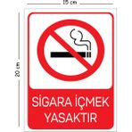 Mayeka Metal Sigara Içmek Yasaktır 15X20 cm Uyarı Iş Güvenliği Levhası