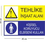 Mayeka Metal Tehlike Inşaat Alanı Kişisel Koruyucu Elbiseni Kullan 20X30 cm A4 Uyarı Iş Güvenliği Levhası - 20 x 30 cm