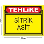 Mayeka Metal Tehlike Sitrik Asit 15X20 cm Uyarı Iş Güvenliği Levhası - 15 x 20 cm