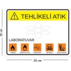 Mayeka Metal Tehlikeli Atık Laboratuvar 15X20 cm Uyarı Iş Güvenliği Levhası - 15 x 20 cm