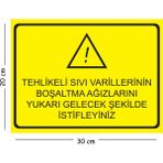 Mayeka Metal Tehlikeli Sıvı Varillerinin Boşaltma Ağızlarını Yukarı 20X30 cm A4 Uyarı Iş Güvenliği Levhası