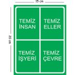 Mayeka Metal Temiz Insan Temiz Eller Temiz Işyeri Temiz Çevre 15X20 cm Uyarı Iş Güvenliği Levhası - 15 x 20 cm