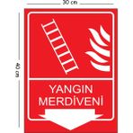 Mayeka Metal Yangın Merdiveni 30X40 cm A3 Uyarı Iş Güvenliği Levhası - 30 x 40 cm