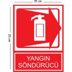 Mayeka Metal Yangın Söndürücü Sağ 15X20 cm Uyarı Iş Güvenliği Levhası - 15 x 20 cm