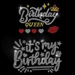 MAYJOYDIY 2 adet Birthday Queen Strass Çıkartma Ütülemek için My Birthday Hotfix Transfer Çıkartma Kristal Taç Isı Transfer Yaması Tişörtler Şapkalar Ceketler Elbise Torbaları Kendin Yap Dekorasyon