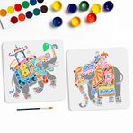 MAYJOYDIY 2 adet Hint fili şablonu, 30 × 30 cm, büyük Asya hayvan çizim şablonu, fırçalı, Mandala fil dansı şablonu, tuval, duvar, ahşap, kendin yap el işi, ev dekorasyonu için
