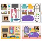 MAYJOYDIY 2 adet şablon, ev mobilyası, loca, şömine, kanepe için, tekrar kullanılabilir boyama şablonları, 30 x 30 cm, TV penceresi, çizim şablonları, fırçalı, ahşap, duvarlar için, ev, hediye