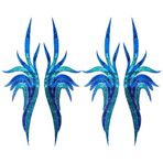 MAYJOYDIY 2 çift mavi pullu çiçek dantel kumaş, 3D çiçek nakış aplikler işlemeli elbise yama asil seksi yaka dikiş yamaları DIY dikiş el sanatları Cheongsam gelinlik giyim dekorasyon