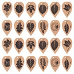 MAYJOYDIY 24 adet yapraklı hediye etiketi, 8 x 5 cm, akçaağaç yaprağı desenli, kraft kağıt askı, 1 delikli, dişbudak, huş ağacı, çobanpüskülü, asma etiketler, düğün kutlamaları için, hediyeler
