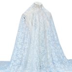 MAYJOYDIY 2,7 m mavi file kumaş, çiçek desenli, 168 cm, çiçek desenli, polyester, şeffaf file kumaş, kıyafet kumaşı, dikiş, kendin yap, romantik gelinlik, kostüm aksesuarı, duvak, ev dekorasyonu