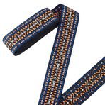 MAYJOYDIY 4,57 m Mavi Boho Jakarlı Bant 50 mm Dokuma Etnik Geometrik Bant Süsleme Vintage Nakış Polyester Bantlar Dikiş için El Yapımı Çantalar Hediye Paketleri Kıyafet Dekorasyonu