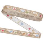 MAYJOYDIY 9,1 m altın vintage jakar bant, etnik stilde, 30 mm payetli dokuma aplikasyon bandı, boho, metalik çiçekler, nakış, kumaş bant, dikiş için, el yapımı çantalar, kıyafet dekorasyonu