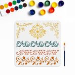 MAYJOYDIY Çiçek Kenarı Şablonları Süslü Kenar Şablonu Çiçek Şablonları Şablon 30 × 30 cm Fırçalı Çiçekli Kenar Pasta Dekorasyon Şablonu Kendin Yap El Sanatları Ahşap Tuval Kağıt Kumaş için