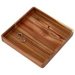 MAYJOYDIY Kare servis tepsisi, akasya ağacından kare servis tabağı, ahşap, tabaklar için, mutfak veya akşam yemeği partileri için hediye olarak 20 x 20 cm
