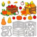 MAYJOYDIY Kavun Meyve Hasat Kutuları Kalıp Kesme Metal Kabartma Kalıp Kesim Şablon "Teşekkürler" ile Elma Kabak Mısır Yaprağı Desen Kalıp Kesim Scrapbooking için DIY Kağıt El Sanatları Kart Yapımı