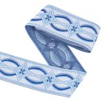 MAYJOYDIY Mavi jakarlı bant, 5 m × 50 mm, baklava nakışı, jakar bandı, etnik tarz, dokuma perde kumaşı, dikiş, el işi, el yapımı çanta, kemer, kıyafet dekorasyonu