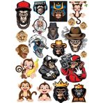 Maymun Goril Sticker Set-2 15 Parça Telefon, Tablet, Defter, Laptop Sticker