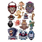 Maymun Sticker Set-3 13 Parça Telefon, Tablet, Defter, Laptop Sticker