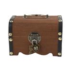 MAYOKIAAR Vintage ahşap hazine sandığı, küçük, 14,5 x 10 x 9,5 cm hazine sandığı, küçük hazineler için mükemmel saklama, takı ve küçük hazineler için ideal (kalp kilitli)