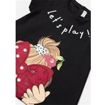 Mayoral 1013 Siyah Baskılı Kız Bebek T-shirt
