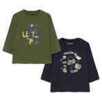 Mayoral 2068 Yeşil 2'li Erkek Bebek Baskılı Uzun Kol T-Shirt