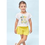 Mayoral 3213 Sarı Baskılı Kız Çocuk T-Shirt Şort Takım