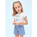 Mayoral 3216 Mavi Kız Çocuk T-Shirt Çizgili Şort Takım