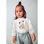 Mayoral Kız Bebek Balon Kol Sweatshirt Krem - 1 Yaş - Ekru
