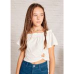Mayoral Kız Çocuk Crop T-Shirt 6028 - Krem - 12 Yaş