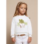 Mayoral Kız Çocuk Işlemeli Çizim Sweatshirt Bej 3469 - Krem - 8 Yaş