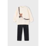 Mayoral Kız Çocuk Regular Fit Ayıcık Baskılı Sweatshirt ve Tayt Takım - Ekru/siyah - 5 Yaş